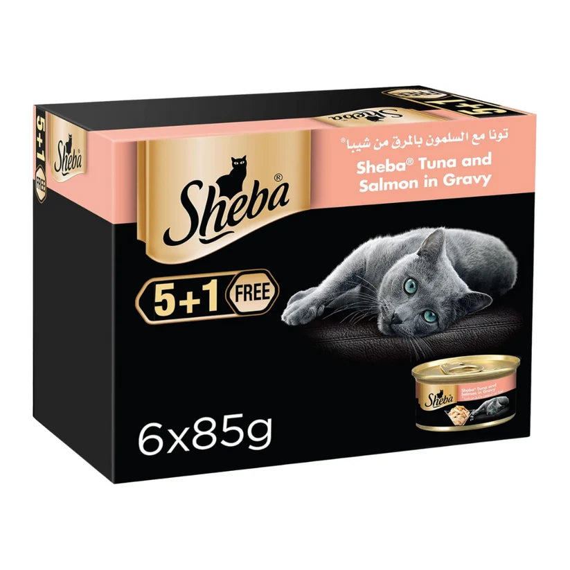 Sheba Flaked Tuna Topped With Salmon Wet Cat Food 6x85G