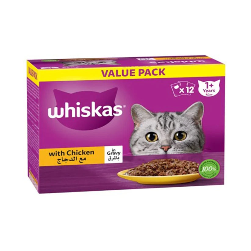 Whiskas Chicken In Gravy Wet Cat Food Value Pack 12x80g