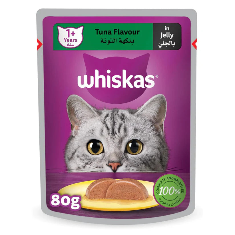 Whiskas Tuna in Jelly, Wet Cat Food Pouch - 80g