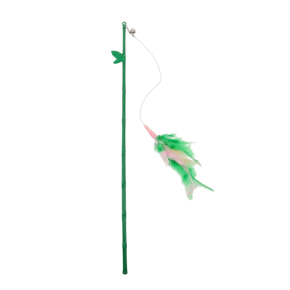 Cozy Paws Cat Teaser Wand Toy with Feather & Bell – 40cm