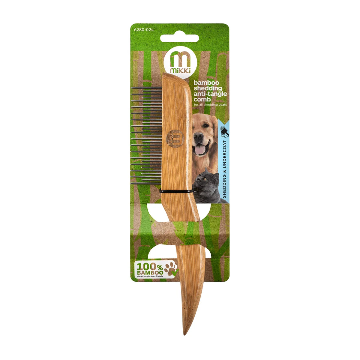 Mikki Bamboo Anti-Tangle Comb For Cats & Dogs - Shedding