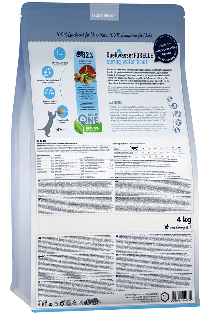 Happy Cat Culinary Q Forelle (Trout) Dry Cat Food - 4Kg