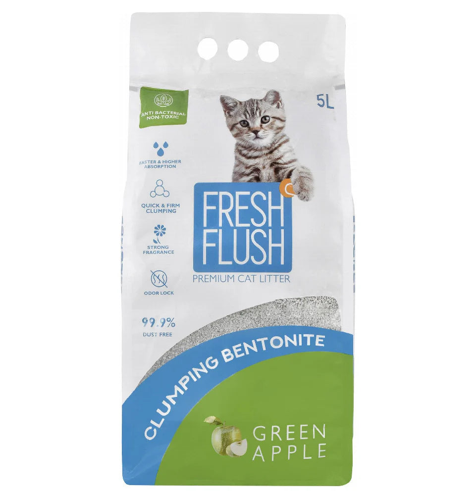 Fresh Flush Clumping Bentonite Cat Litter- Apple 5L