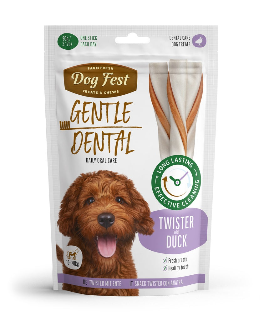 Dog Fest Dental Treats For Adult Dogs Twister Duck - 90g (13cm)