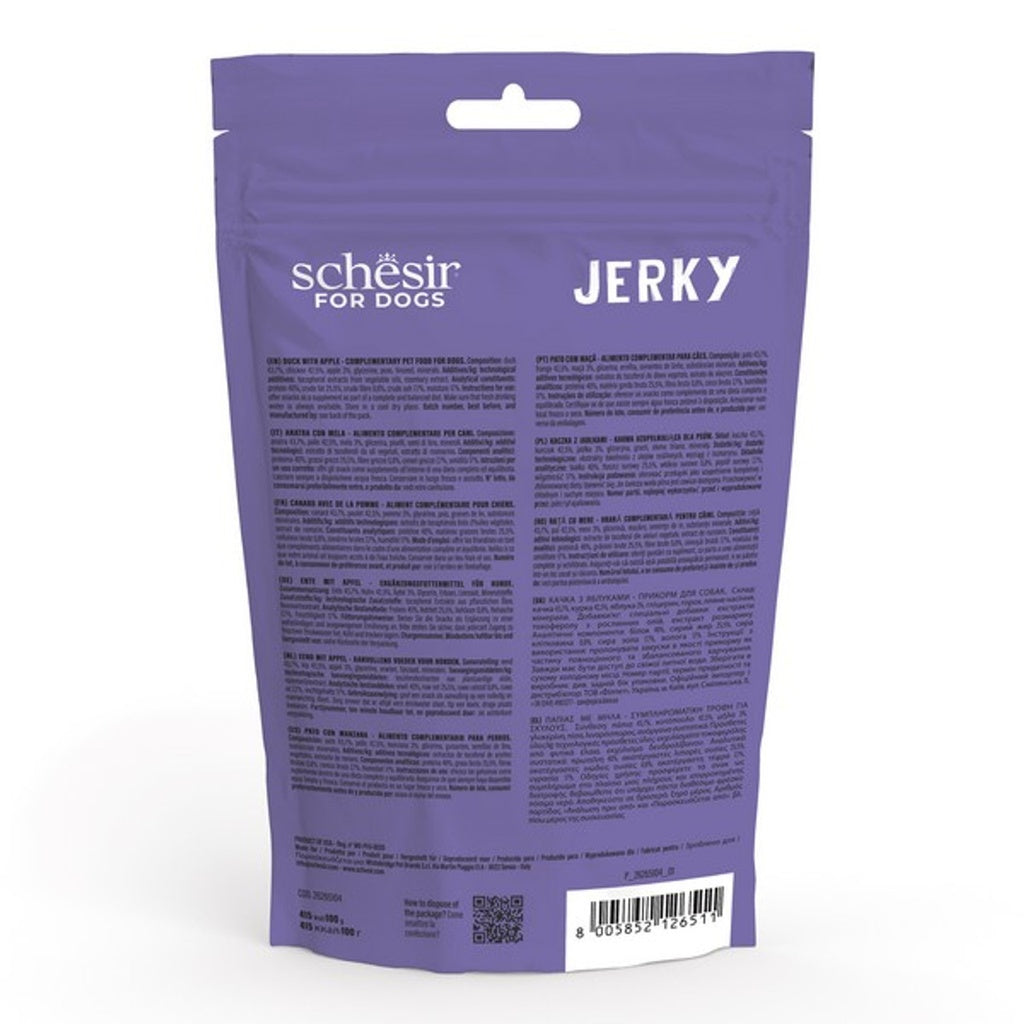 Schesir Grain-Free Dog Snacks Jerky Duck with Apple Dog Treat - 145G