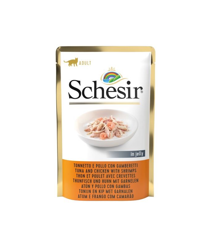 Schesir Jelly Tuna Chicken and Shrimps Adult Wet Cat Food - 85G