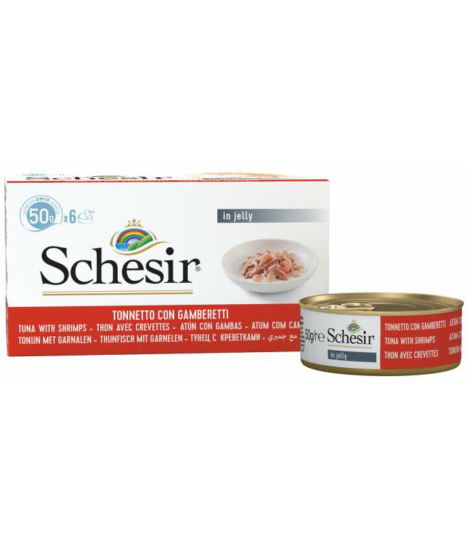 Schesir Cat MultiPack Can Tuna With Shrimps in Jelly Wet Cat Food - 300G
