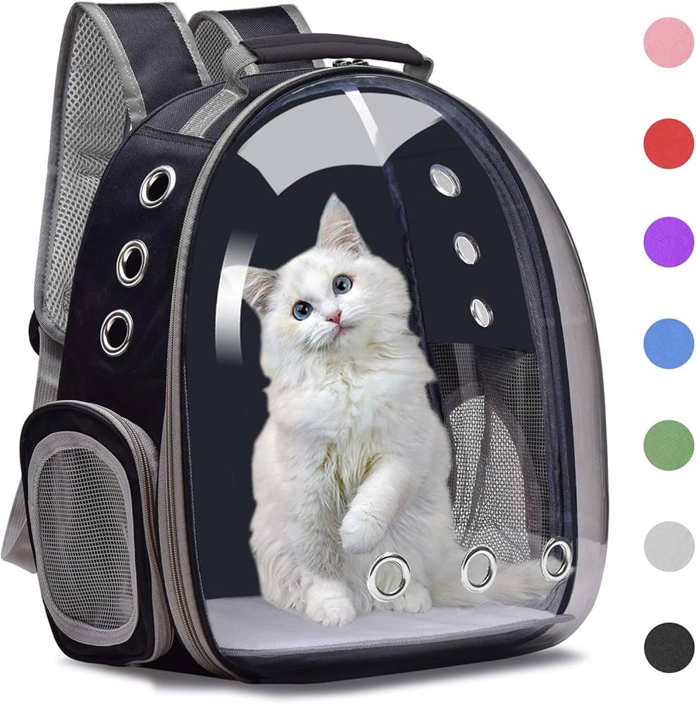 Cozy Paws Transparent Breathable Pet Carrier Bag Back Pack Black 31X25X42Cm