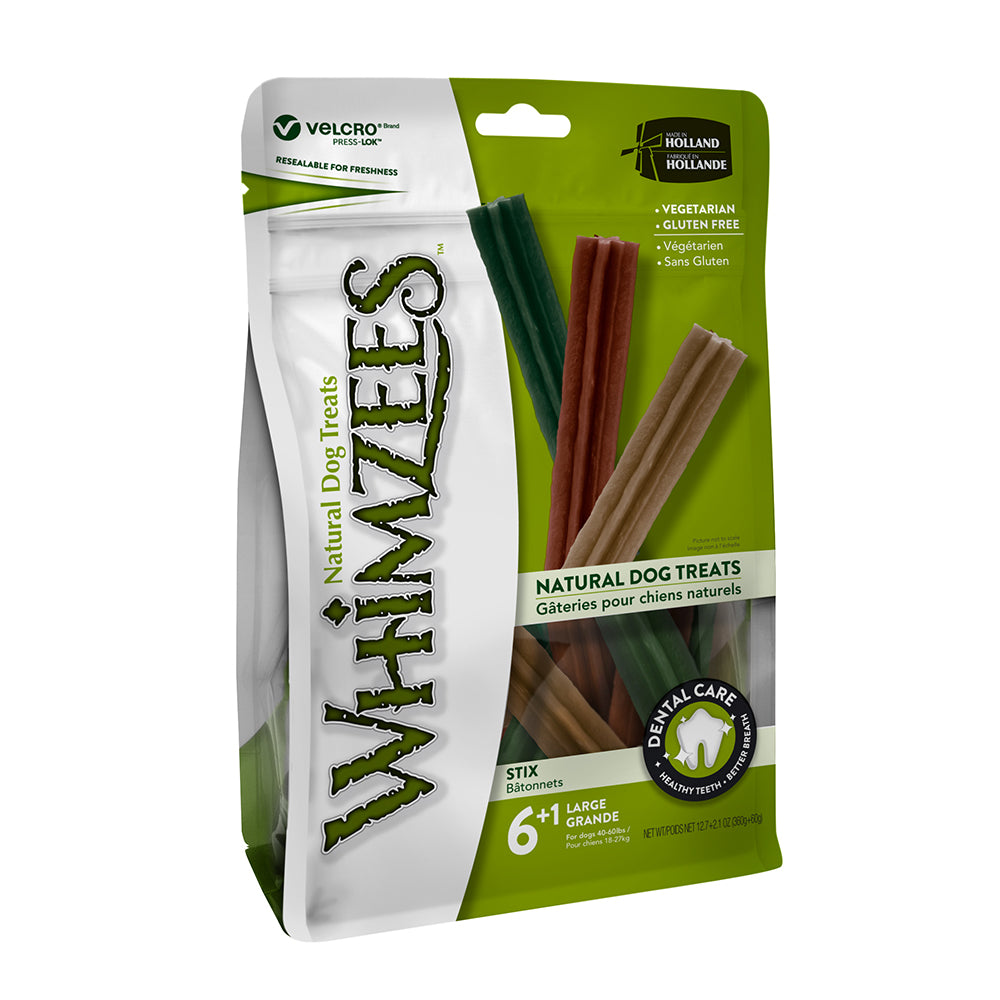 Whimzees Stix mix(Brown / Green / Orange) Dental Dog Treats Large (6+1 Pc)- 420G