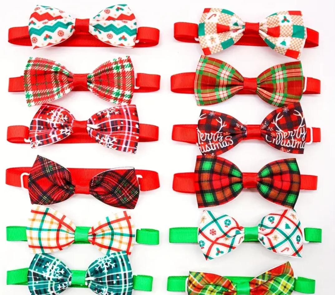 10pcs Festive Christmas Pet Bow Ties