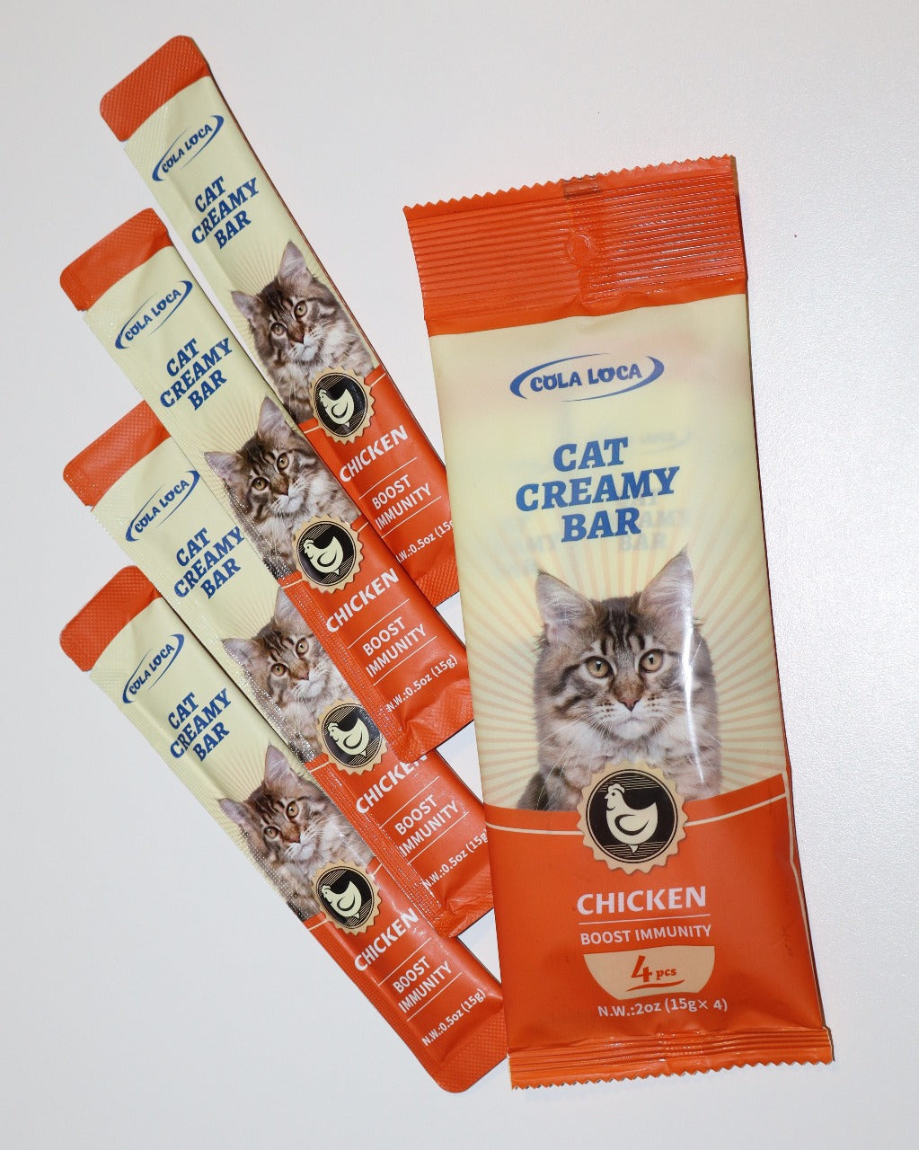 High-end Quality Chicken Cat Creamy bar Snacks Treats Cat Wet Food 4 pc 60g