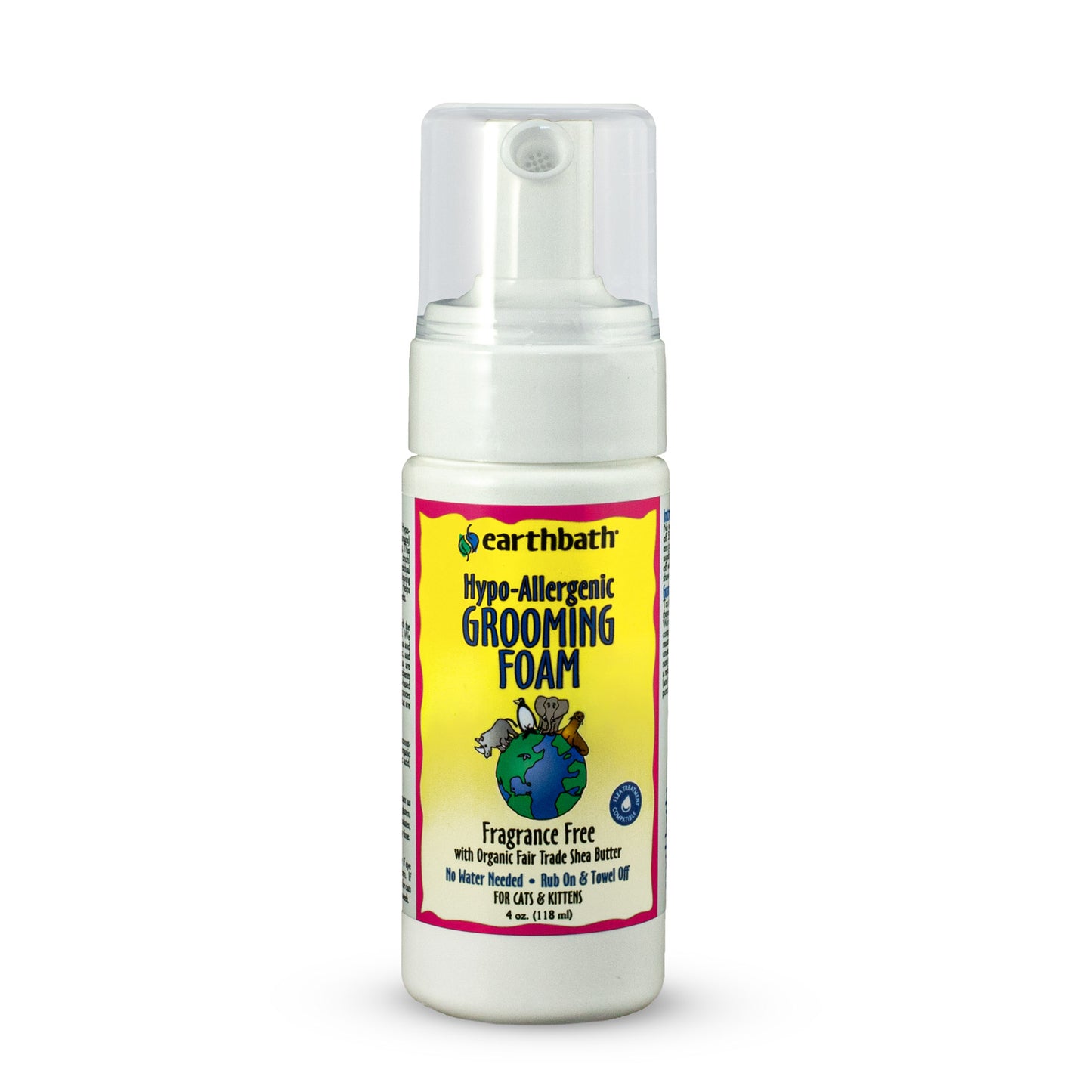 Earthbath Hypo-allergenic & Fragrance-Free Waterless Cat & Kitten Grooming Foam -118ml
