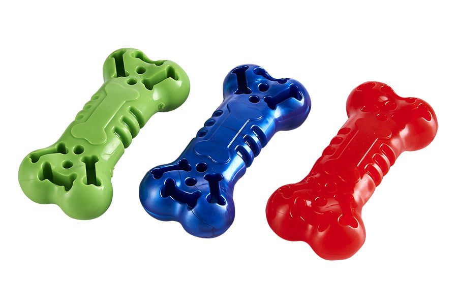 Miss Bear Colorful TPR Bone Shaped Dog Chew Toy for M/L Dogs