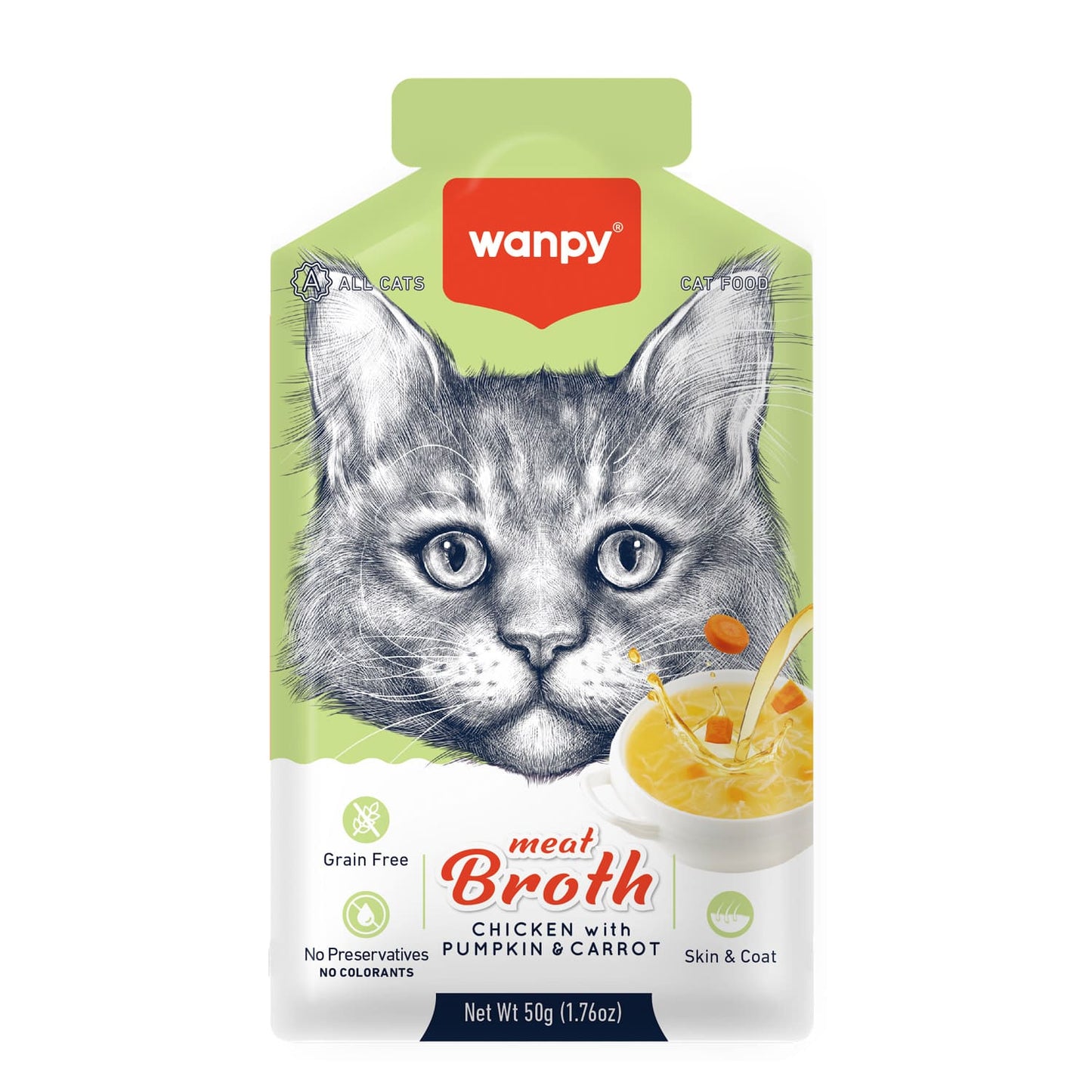 Wanpy Meat Broth Chicken with Pumpkin & Carrot for Cats 50g