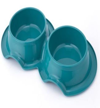 Pets Club Plastic Double Bowl Anti-Ant, 98ML, Size 38*21*5.5Cm - Green