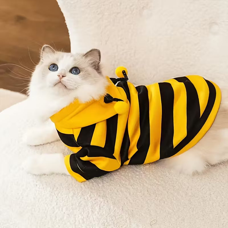1pc Cute Bee Costume Hooded Sweater for Small & Medium Cats & Dogs