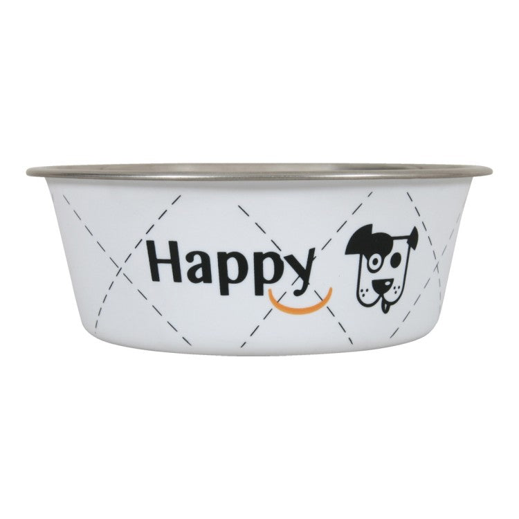 Happy Stainless Steel Dog Bowls-White 0.4L