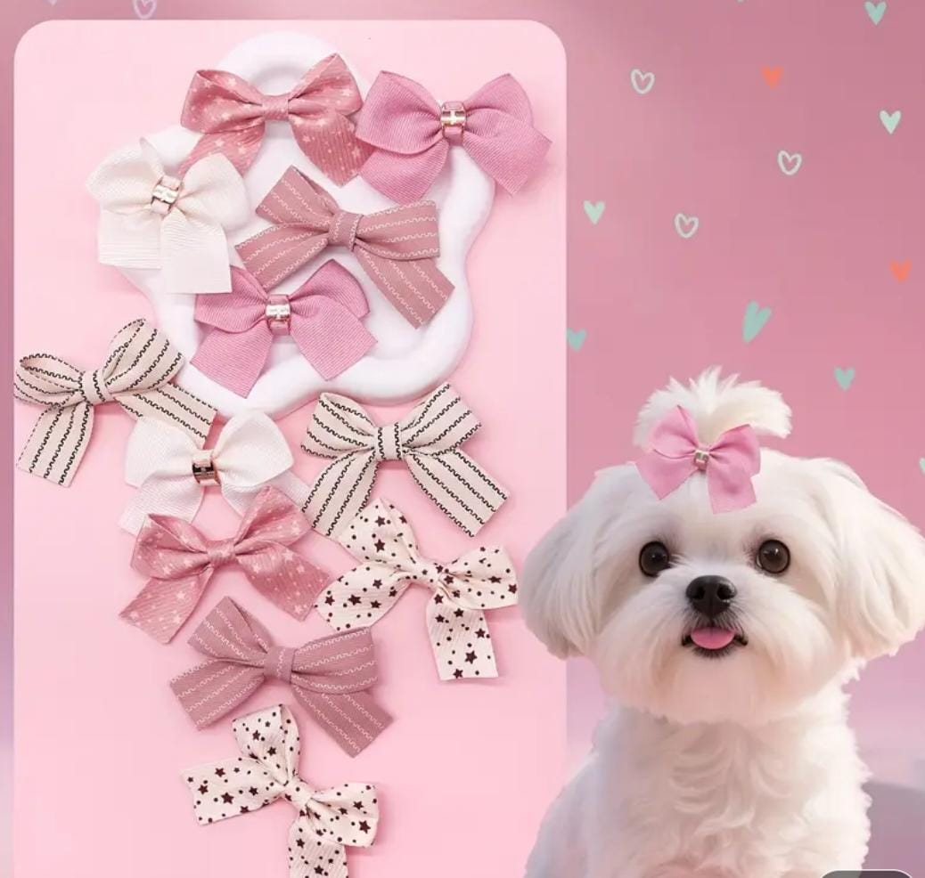 Pink Style Dog Bows with Metal Clips Cute Small Puppy Hair Clips
