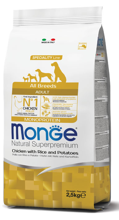 Monge All Breed Adult Chicken/Rice/Pot-2.5kg