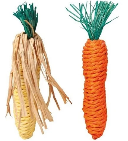 Trixie Straw Carrot And Corn Cob Chew for Small Pets 2pcs