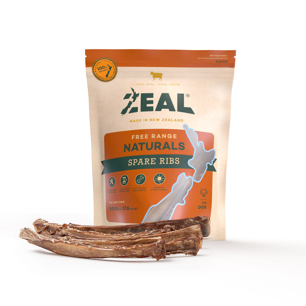 Zeal Free Range Naturals Spare Ribs Dog Treats-500g