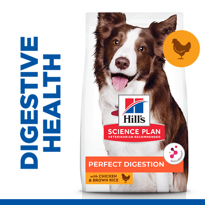 Hills Science Plan Perfect Digestion Medium Adult Dry Dog Food With Chicken & Brownn