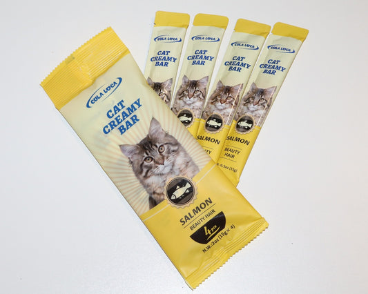 High-end Quality Salmon Cat Creamy bar Snacks Treats Cat Wet Food 4 pc 60g