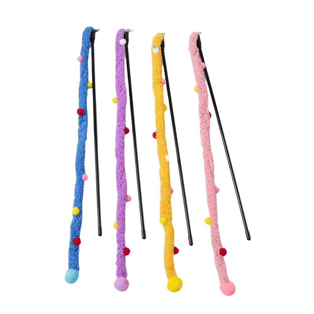 Cozy Paws Assorted Cat Teaser Wand With Long Plush Toy - 50cm