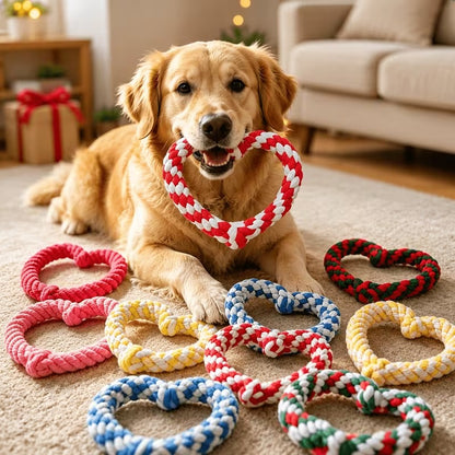 Heart-Shaped Dog Rope Toy 1 pc, Random Color Durable Tug Chew Toy for Large Dogs And Puppies