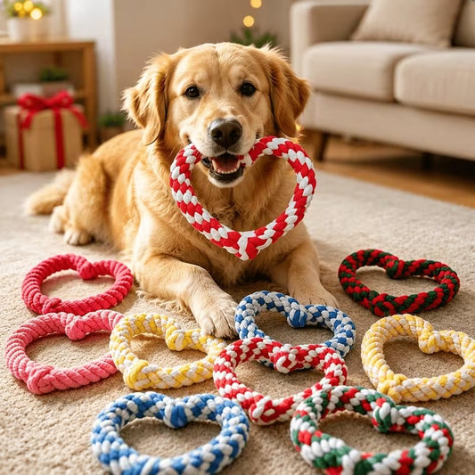 Heart-Shaped Dog Rope Toy 1 pc, Random Color Durable Tug Chew Toy for Large Dogs And Puppies