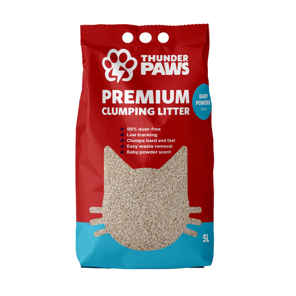 Thunder Paws Advance Care Baby Powder Scented Clumping Cat Litter-5L