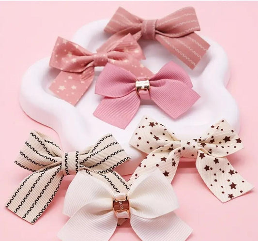 Pink Style Dog Bows with Metal Clips Cute Small Puppy Hair Clips