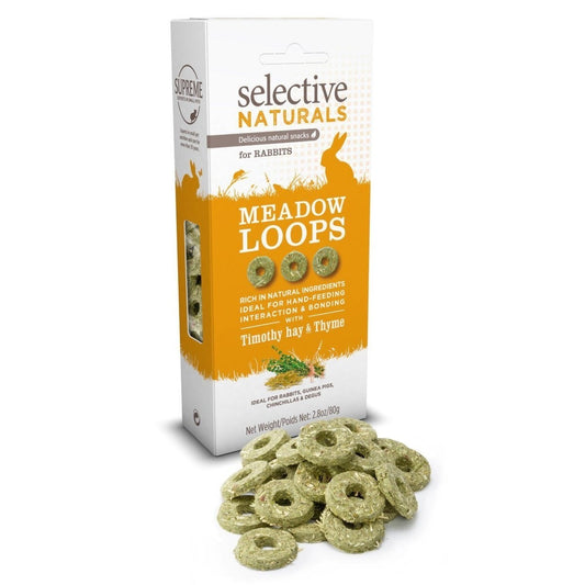 Supreme Selective Naturals Meadow Loops Treats with Timothy Hay & Thyme for Rabbits Pigs, & degus