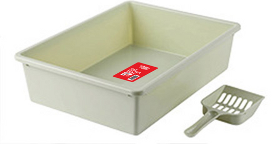 Cat Litter Tray with Scoop-Green- M Size 38 x 28 x 10cm