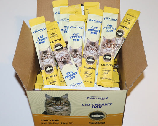 High-end Quality Salmon Cat Creamy bar Snacks Treats Cat Wet Food (15g x50pc)
