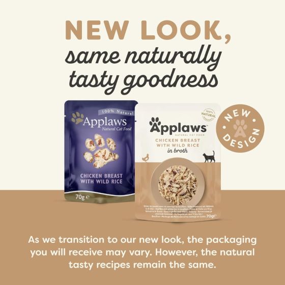 Applaws Natural Chicken Breast with Wild Rice in Broth - Pouches - 70g