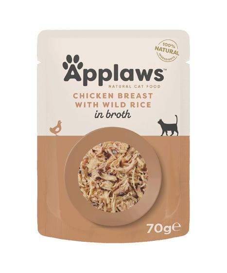 Applaws Natural Chicken Breast with Wild Rice in Broth - Pouches - 70g