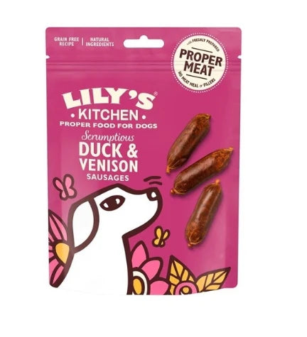 Lily's Kitchen Scrumptious Duck & Venison Sausages Dog Treats - 70G