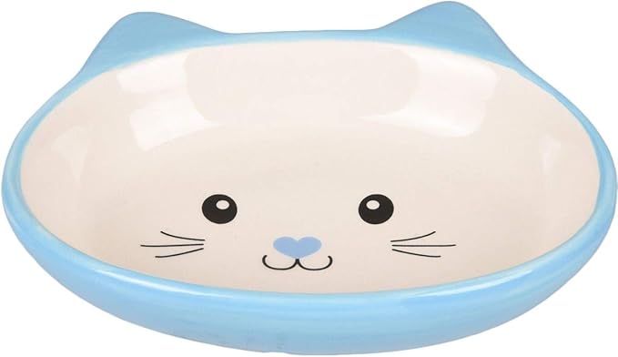 Flamingo Isa Ceramic Feeding And Drinking Cat Bowl (Blue)