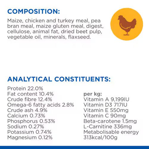 Hills Science Plan Light Medium Adult Dry Dog Food With Chicken - 2.5Kg (End of Aug Expiry)