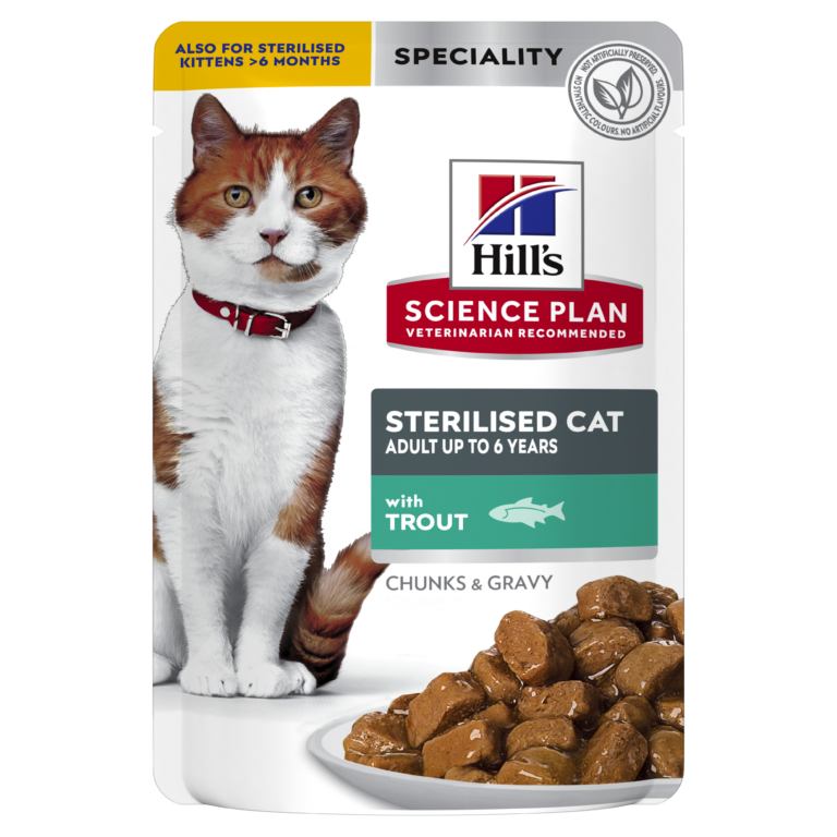 Hills Science Plan Sterilised Cat Young Adult Wet Food With Trout Pouches (12x85g)