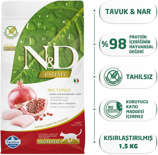 Farmina N&D Chicken and Pomegrante Nuetered Cat-1.5Kg