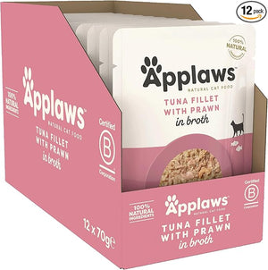 Applaws Tuna Fillet with Pacific Prawn in Broth Adult Wet Cat Food - 70G
