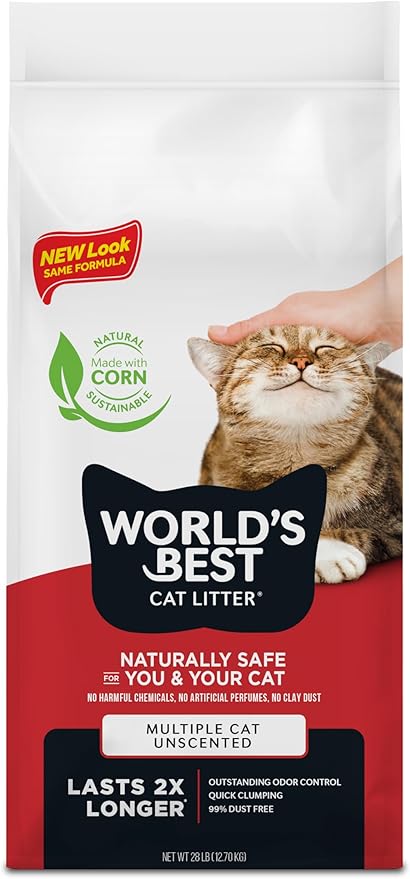 World's Best Cat Litter Multiple Cat Unscented-Clumping Formula - 12.7kg