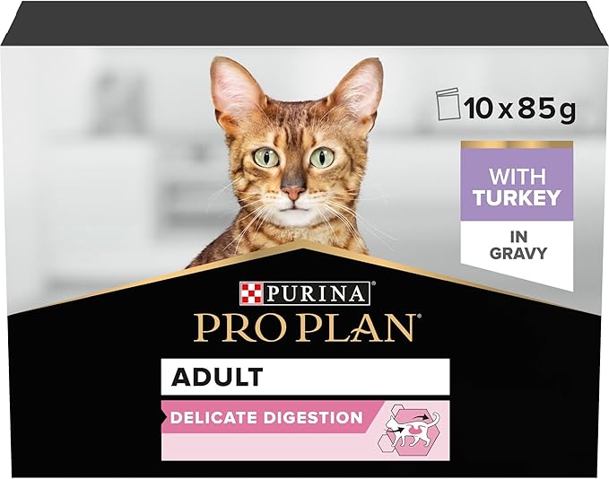 Purina Pro Plan Adult Delicate Digestion Wet Cat Food with Turkey in Gravy - 10x85g