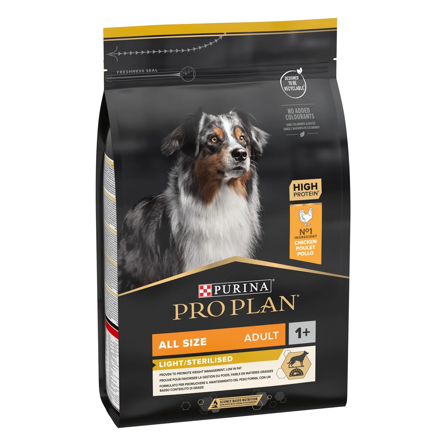 PRO PLAN LIGHT STERILISED ALL SIZES ADULT, DRY DOG FOOD WITH CHICKEN - 3 Kg