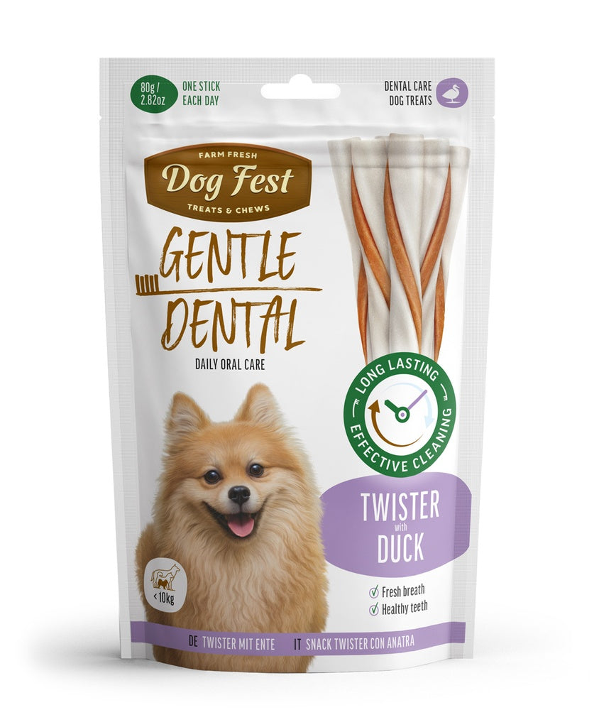 Dog Fest Dental Treats For Adult Dogs Twister Duck - 80g (9cm)