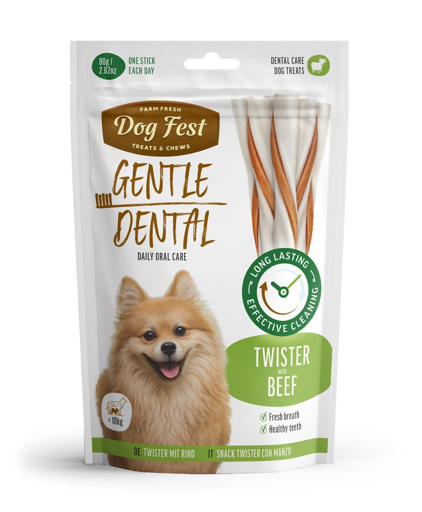 Dog Fest Dental Treats For Adult Dogs Twister Beef - 80g (9cm)