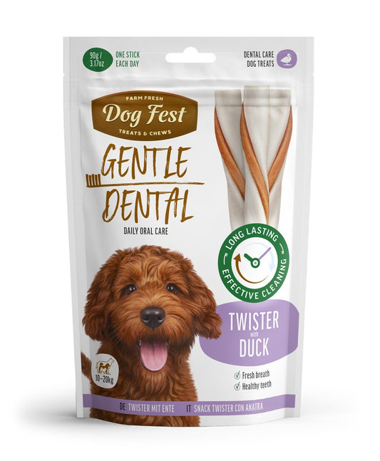Dog Fest Dental Treats For Adult Dogs Twister Duck - 90g (13cm)