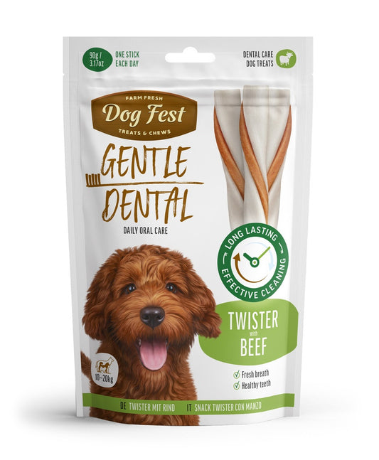 Dog Fest Dental Treats For Adult Dogs Twister Beef - 90g (13cm)